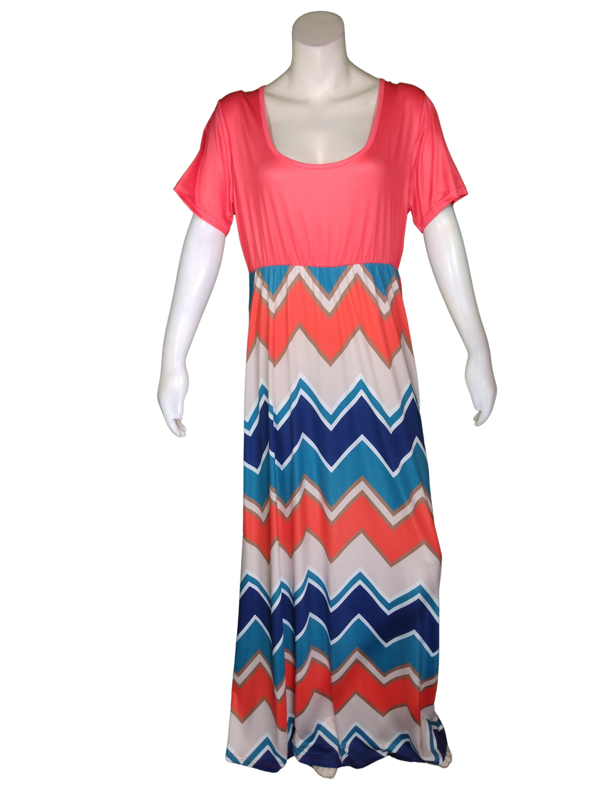 Diva General Collection Orange/Multi Short Sleeve Zigzag Women's Dress - 4X