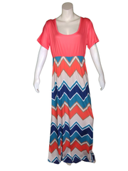 Diva General Collection Orange/Multi Short Sleeve Zigzag Women's Dress - 4X
