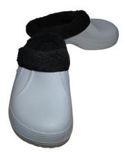 Diva General White Clog with Black Fleece Lining – Size 37 | Cozy & Durable Footwear