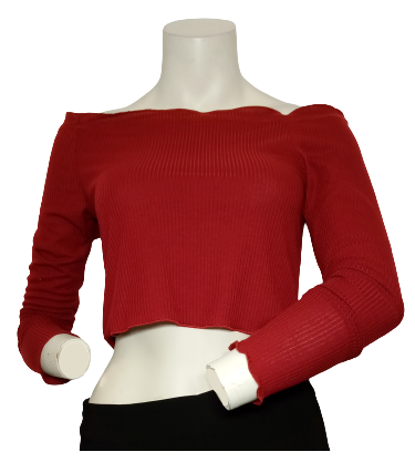 Vizio USA Red Long Sleeve Crop Women's Top - XL
