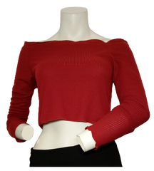 Vizio USA Red Long Sleeve Crop Women's Top - XL