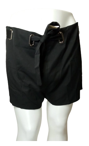 Plus Size Black Buckle Shorts – Better Be| High-Waisted Polyester Summer Bottoms