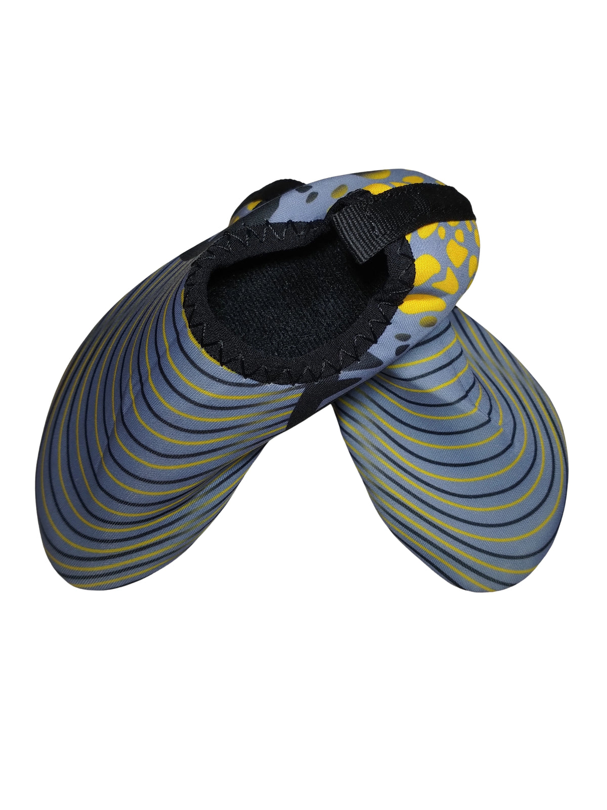 Diva General Kids' Grey, Black, and Yellow Stripe Water Shoes – Size 18/19 Durable Aquatic Footwear
