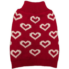 Fashion Pet All Over Hearts Dog Sweater Red