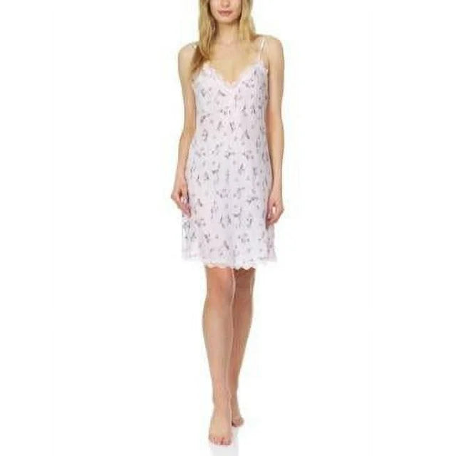 Flora by Flora Nikrooz Flora Monika Floral-Printed Charmeuse Chemise Pink