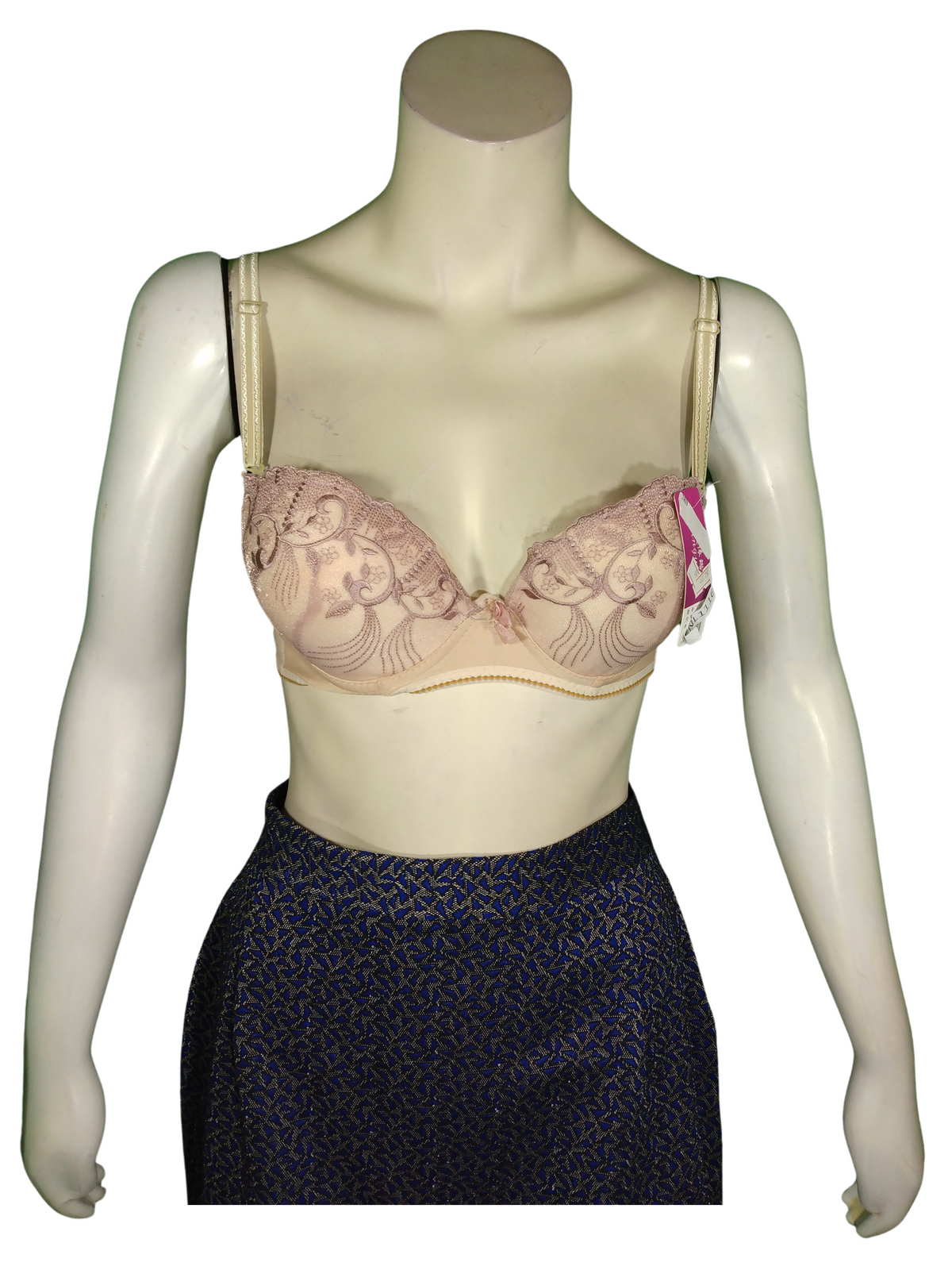 Lingyilu Mauve Embroidered Push-Up Women's Bra - 38B