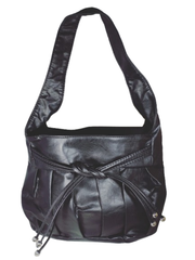 Diva General Black Pleather Handbag with Knot