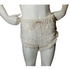 Rumor Boutique Cream Crocheted Girls' Shorts with Drawstring