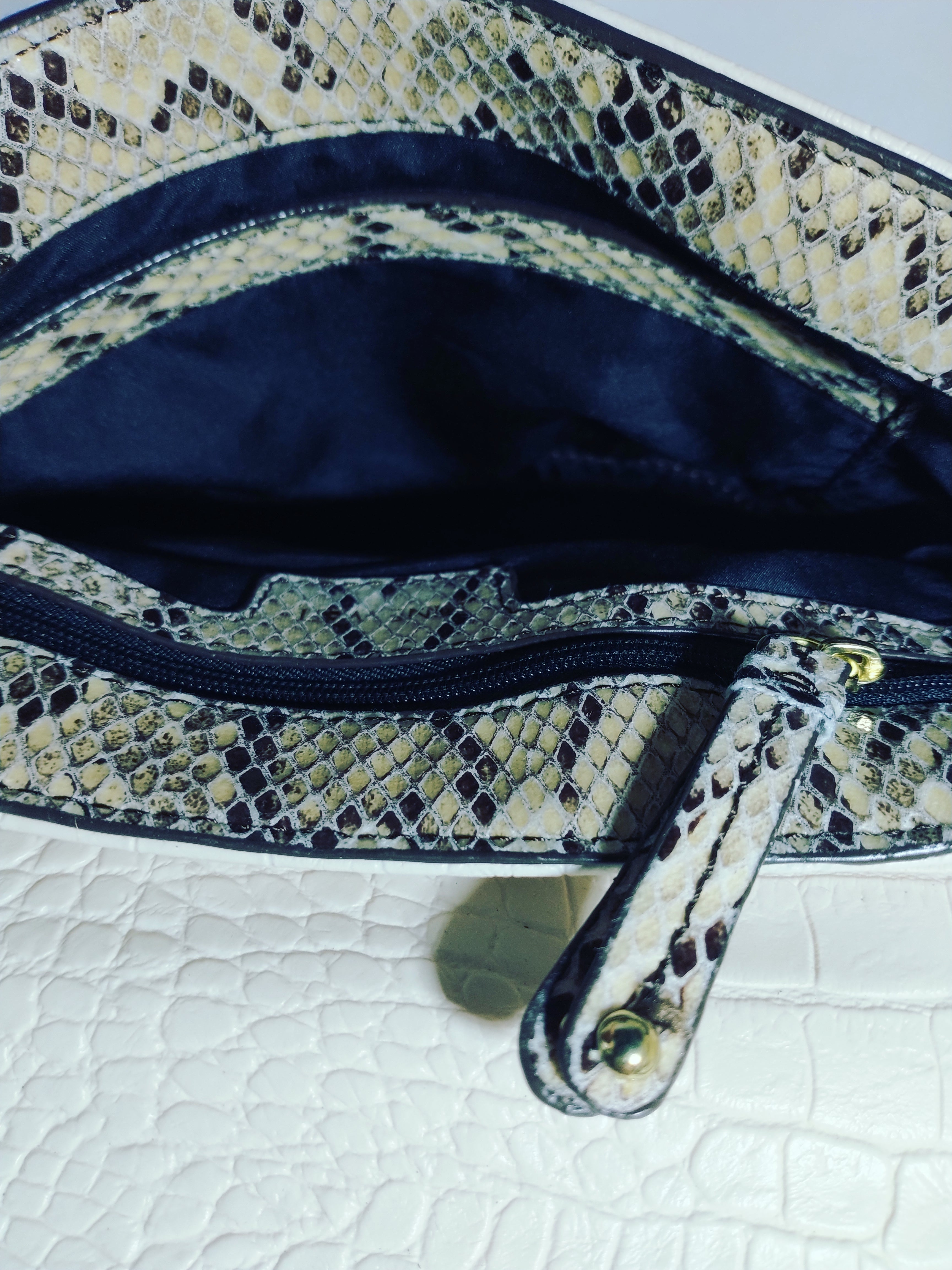 Nine West cream snakeskin crossbody bag front view