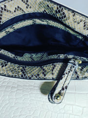 Nine West cream snakeskin crossbody bag front view