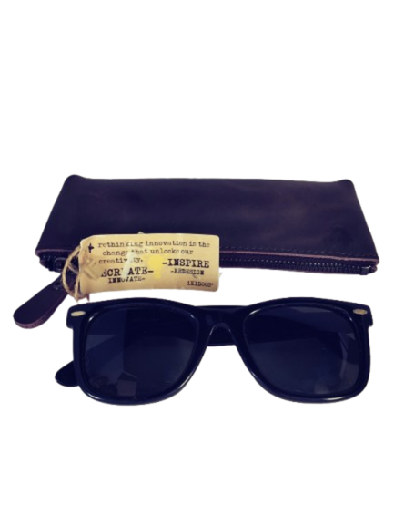 ikidoos brown pleather soft eyeglass case  (glasses not included)