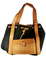 Clever Carriage Company Black Canvas/Wicker Backpack