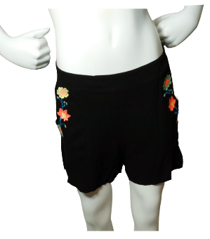 Mika & Gala Black Flowered Girls' Shorts - Youth 6