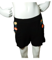 Mika & Gala Black Flowered Girls' Shorts - Youth 6