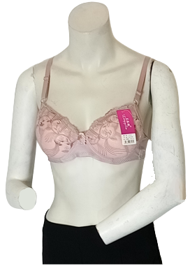 Lingyilu Pink/Purple Embroidered Women's Bra - 36