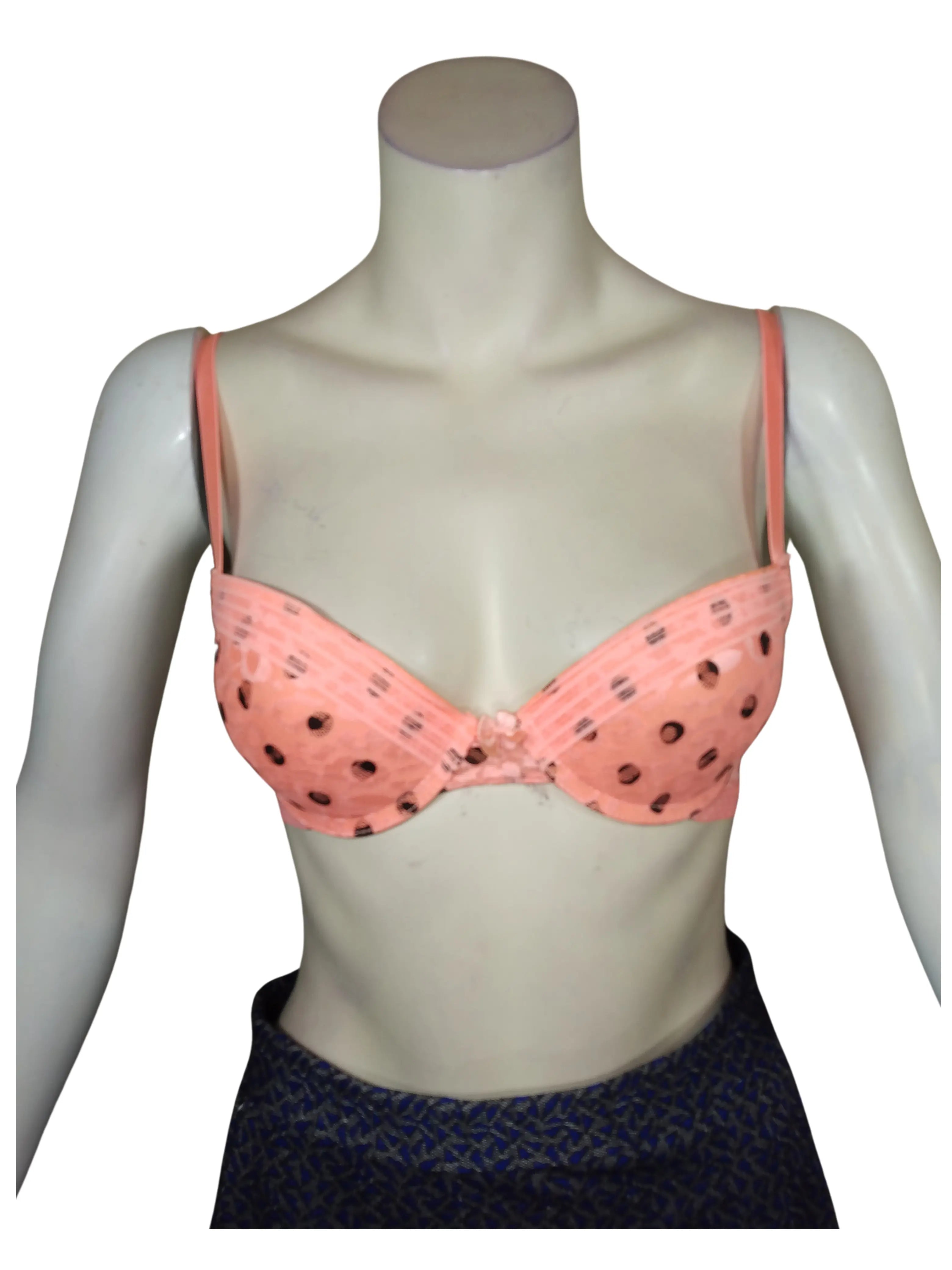 AG Underwear Women’s Pink Bra with Black Dots, Size 34A