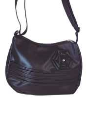 Women Diva General Brown Pleather Purse Handbag with Flower