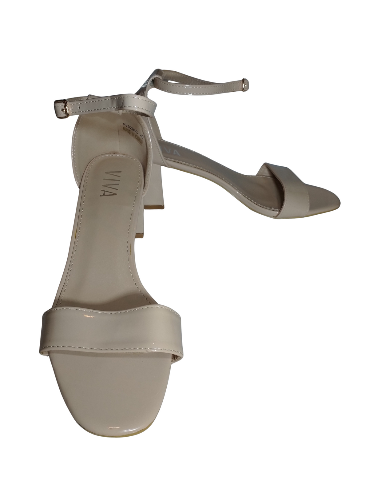 Viva Cream Patent Wedge Heels with Buckle