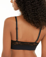 INC International Concepts Womens Lace With Button Bralette Black and Gold