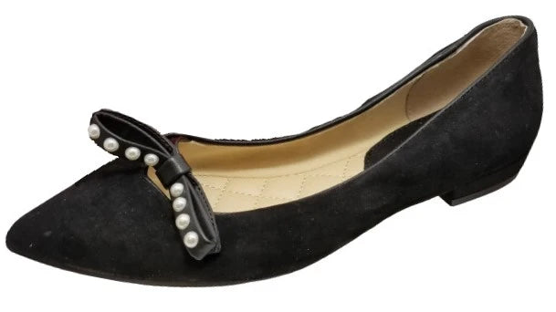 Isaac Mizrahi Monica Black Bow Women's Velvet Flats