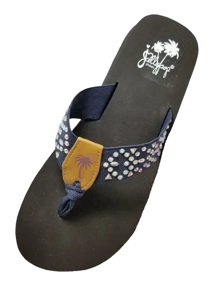 Jellypop Black Sandals with Navy Crystals