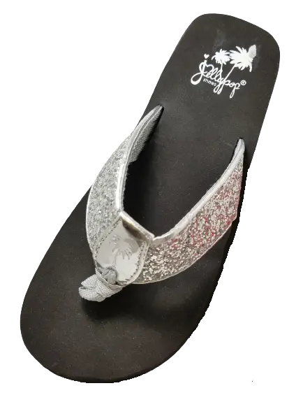 Jellypop Black Sandals with Silver Glitter  (has tag over logo)