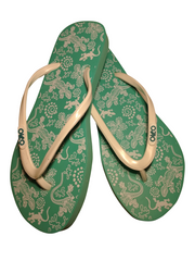 Diva Aqua & White Lizard Dot Pattern Flip Flops