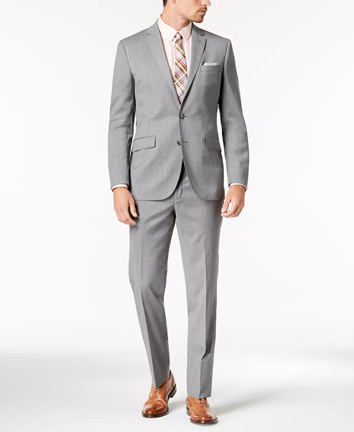 Kenneth Cole New York Men's Slim-Fit Stretch Performance Solid Travel Suit Charcoal Jacket