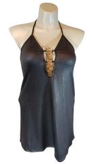 Urban Episode Women’s Grey Pleather Halter Top, Size L