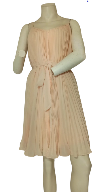 Peach Pleated Spaghetti Strap Dress | 100% Polyester