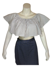Etophe Studios Women’s Navy/White Striped Yoke Top, Size Large