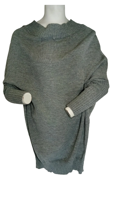 Women's Grey Long Sleeve Sweater – Diva General Collection | OSFA | Cotton Blend