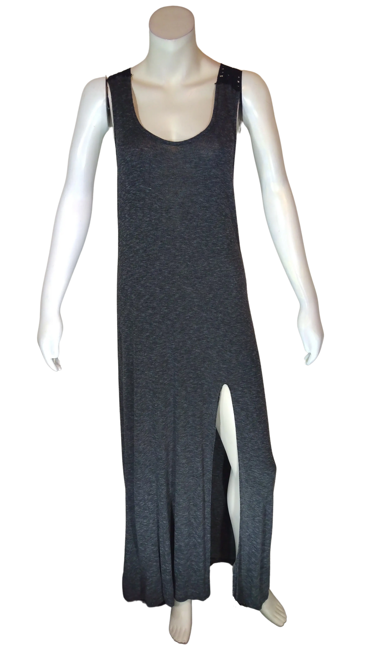 Emma & Sam Women’s Grey Dress with Side Slit, Size Large