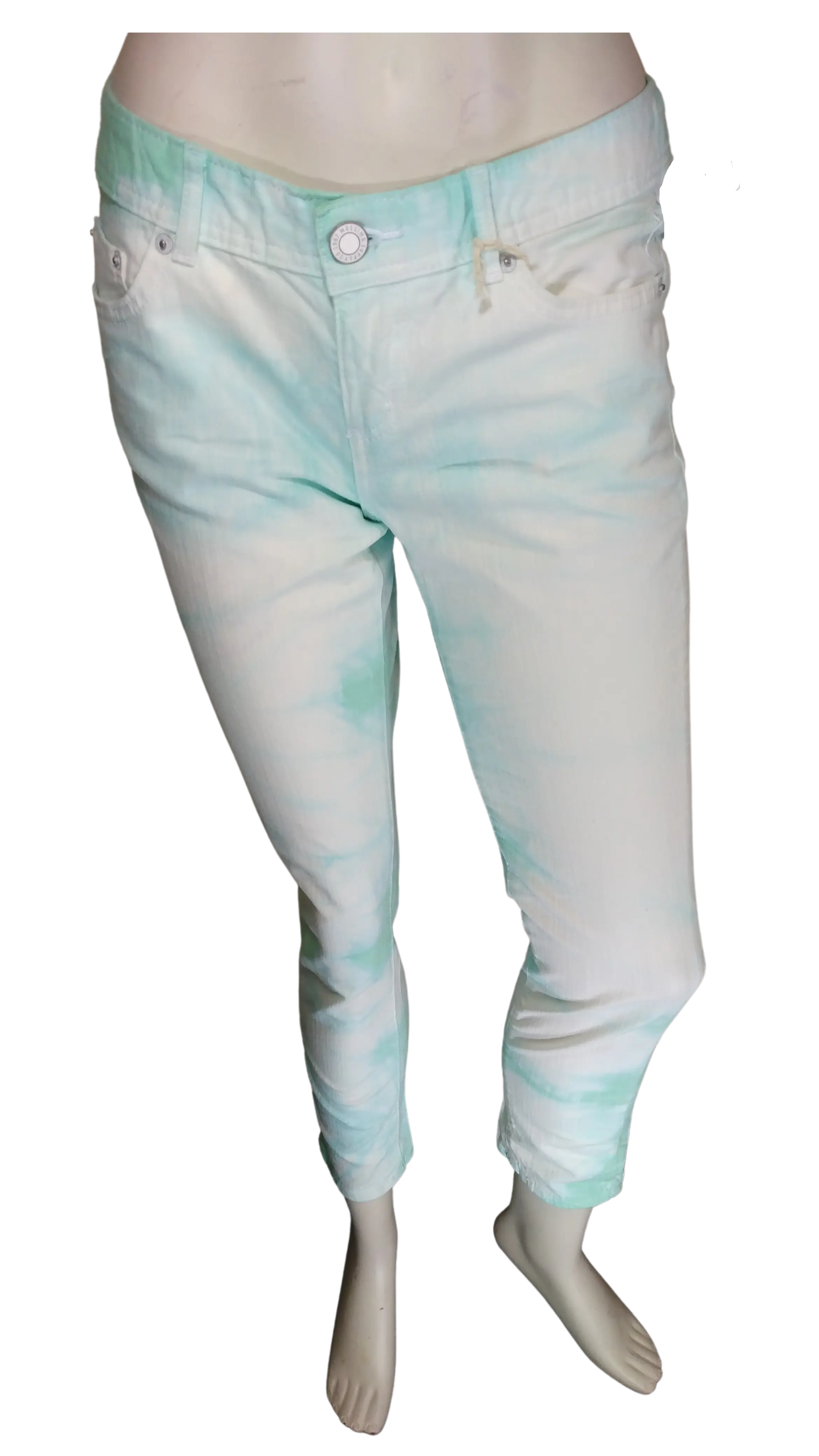 Mossimo Supply Co Women’s Teal/White Stained Skinny Pant, Size 9