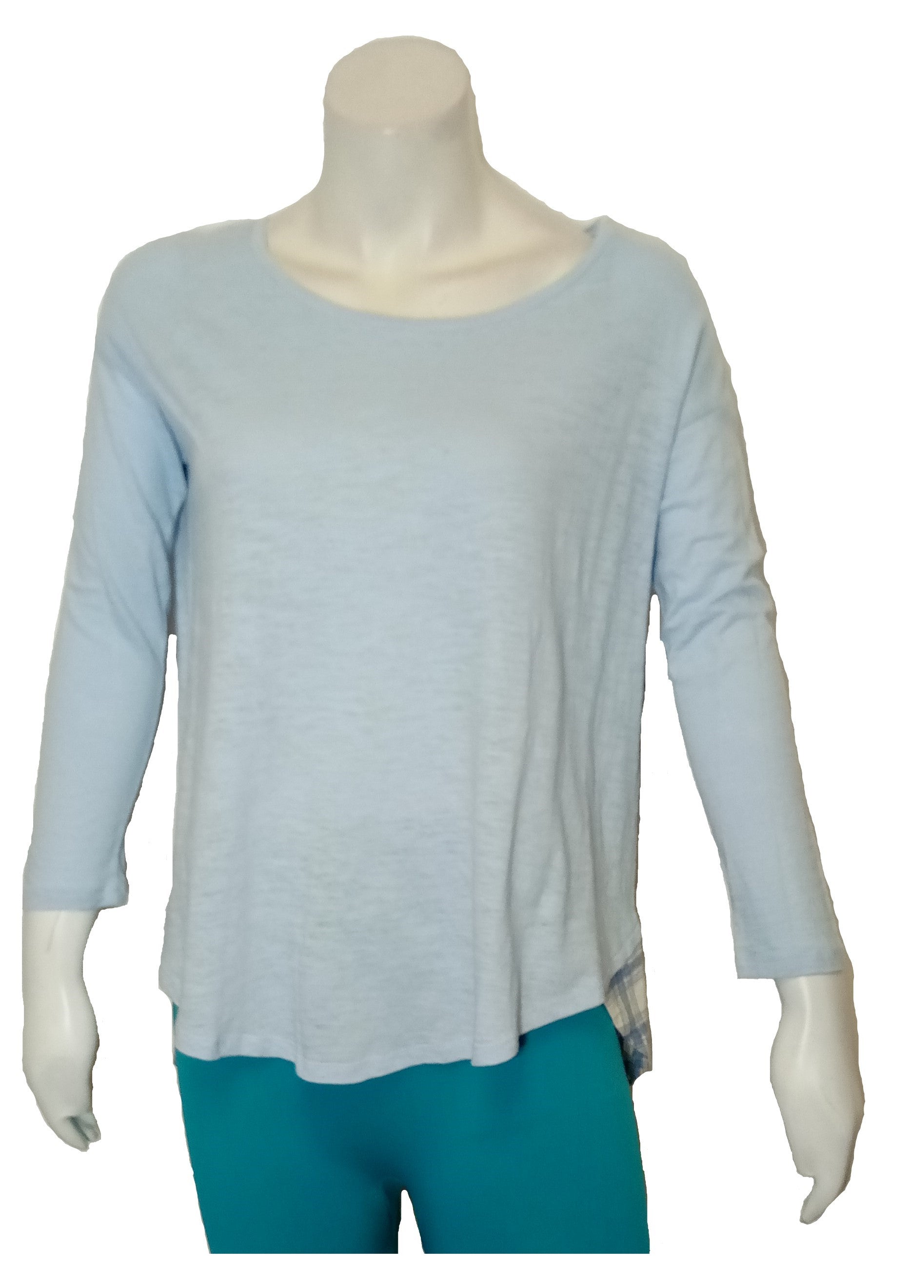 Love Cy Fashion Women’s Light Blue/Flannel Long Sleeve Shirt, Size Small