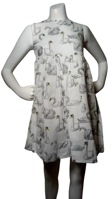 Stella Cove Girls’ White Dress with Swans, Size 8Yrs