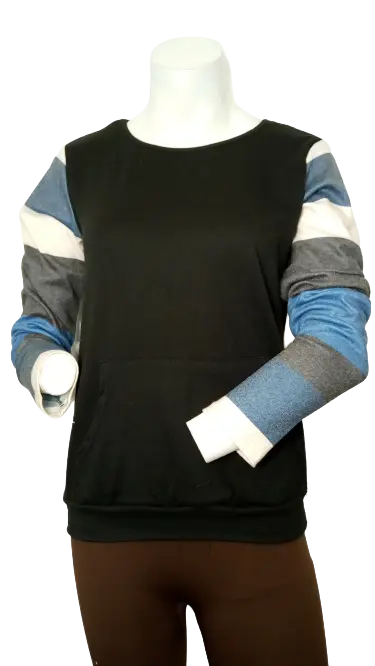 Diva General Collection Girls’ Black Striped Long Sleeve Sweatshirt, Size Small