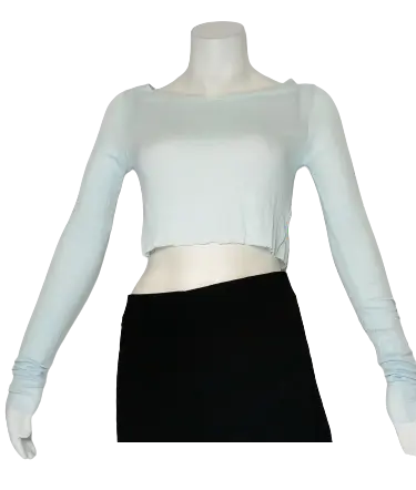 Love In Girls’ Light Blue Long Sleeve Crop Top, Size Medium