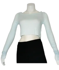 Love In Girls’ Light Blue Long Sleeve Crop Top, Size Medium