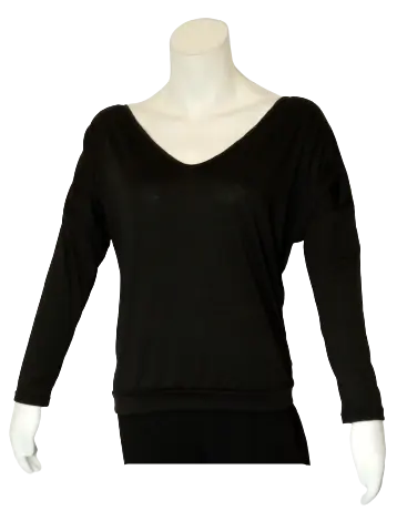 Diva General Collection Women’s Black Long Sleeve Shirt Open in Back, Size Small