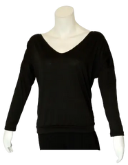 Diva General Collection Women’s Black Long Sleeve Shirt Open in Back, Size Small