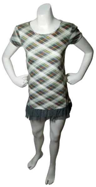 Rachael & Chloe Girls’ Plaid Dress with Grey Ruffle, Youth Medium (10/12)