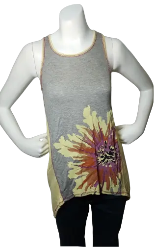 Libertalia Girls’ Grey/Yellow Top with Flower, Size Medium (10)