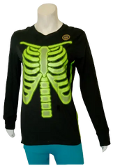 Cat & Jack Girls’ Black Glow In The Dark Skeleton Shirt, Size XL (16)