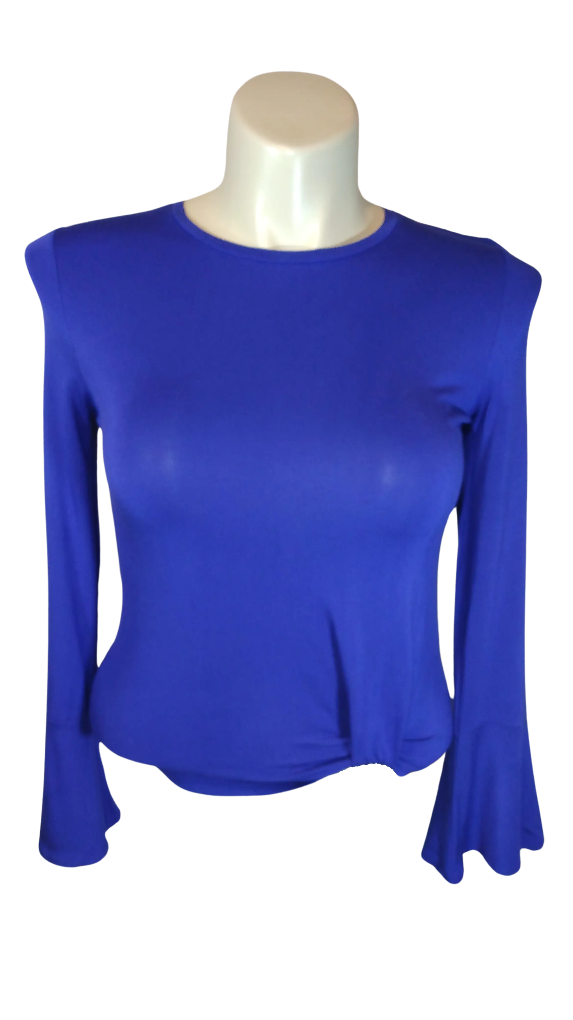 Art Class Women’s Blue Semi Sheer Top with Bell Sleeves, Size XL