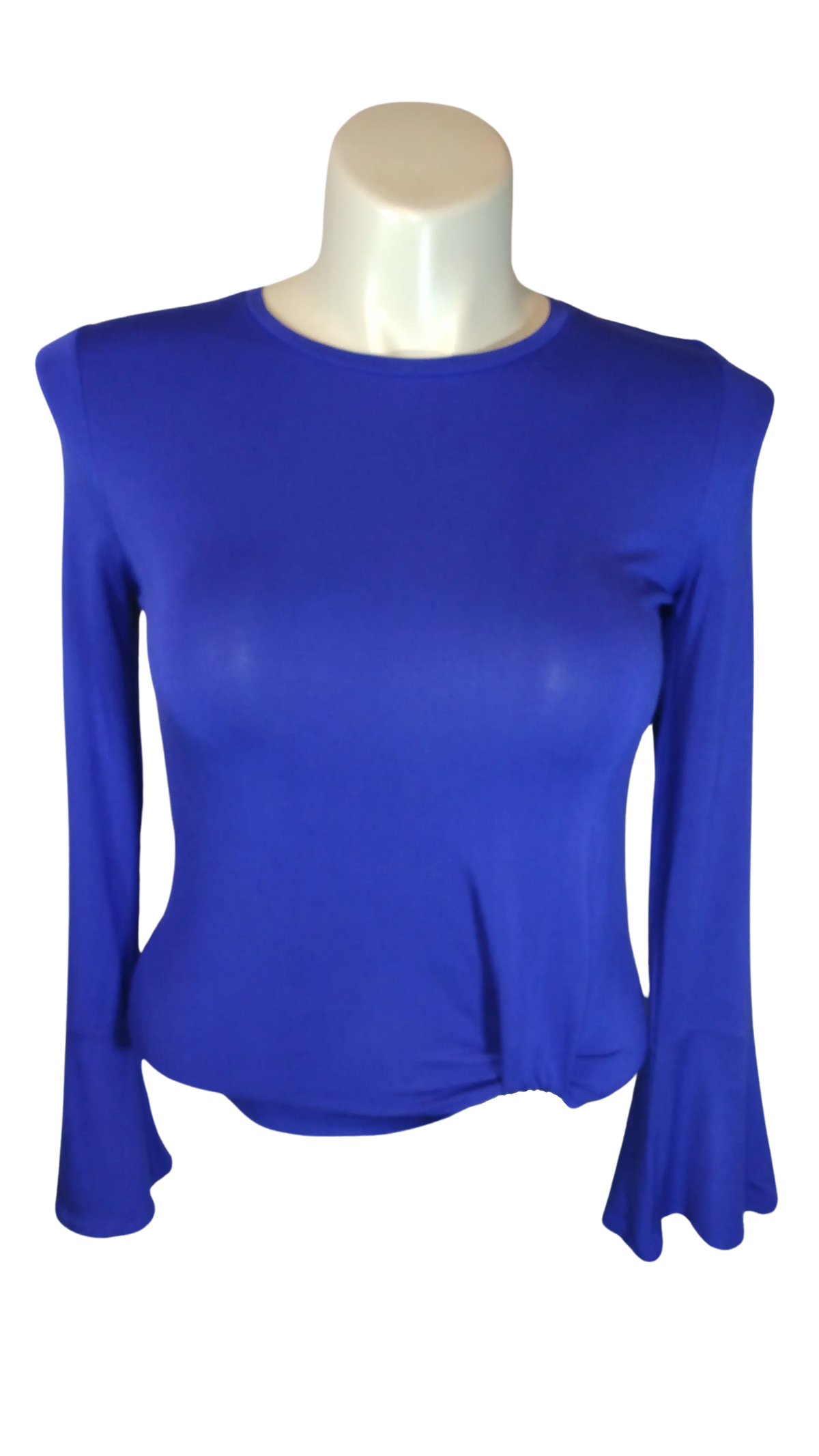 Art Class Women’s Blue Semi Sheer Top with Bell Sleeves, Size XL