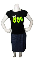Cat & Jack Girls’ Black Slimy Boo Short Sleeve Shirt – XS (4/5) Halloween Graphic Tee