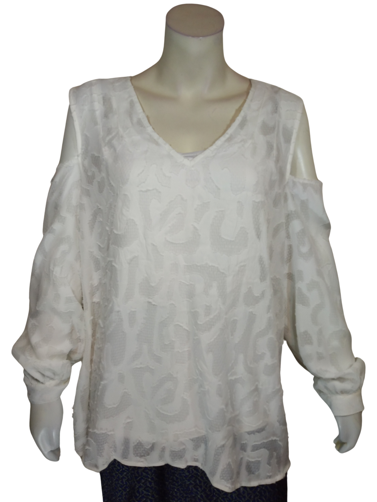 White Alfani Cold Shoulder Top