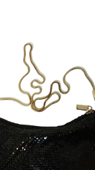 La Regale Black Shiny Mesh Evening Bag