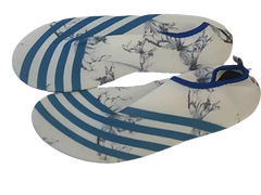 Lekuni White & Blue Patterned Striped Watershoes  (toes curl up)